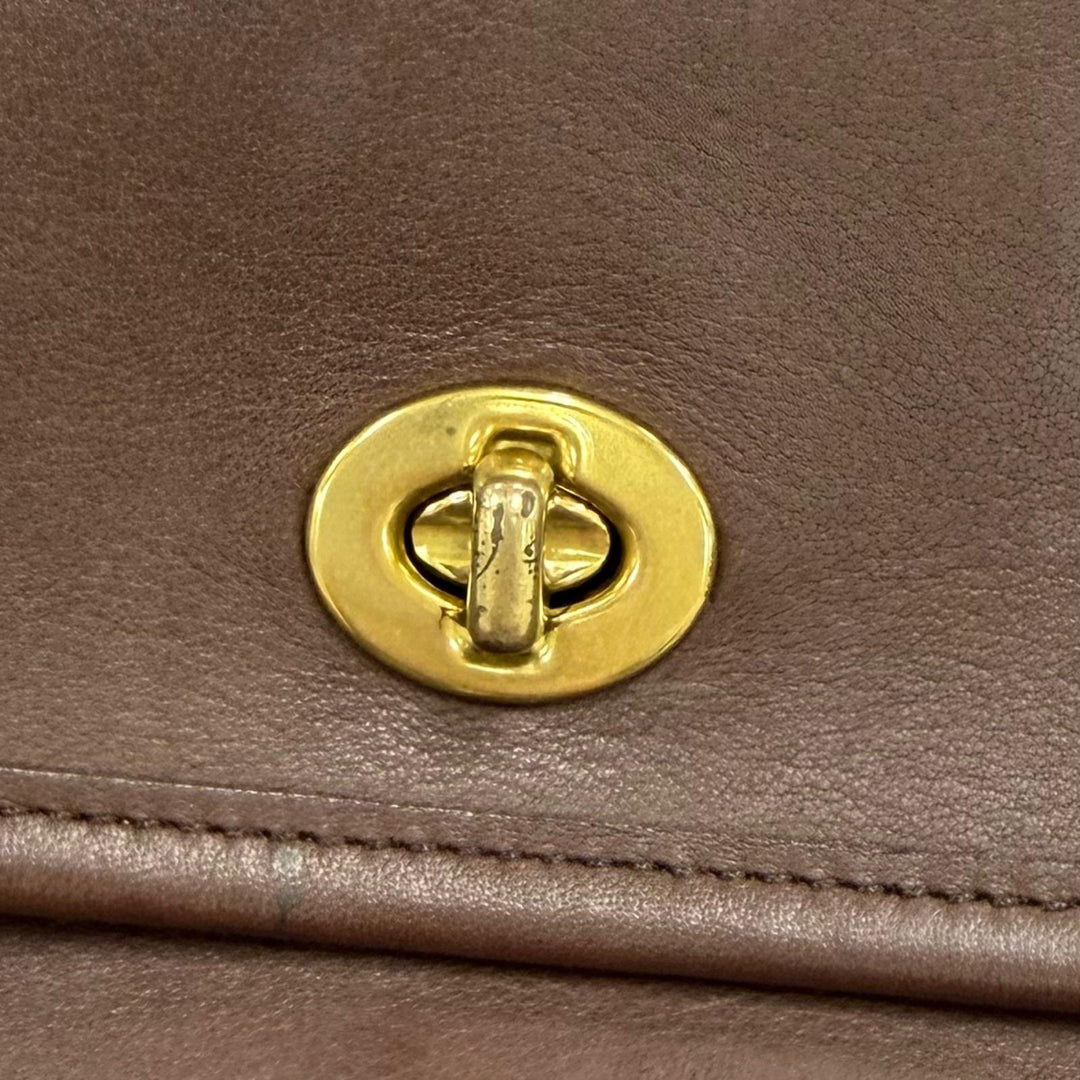Very Good COACH Shoulder Bag Old Coach Rambler Turnlock Flap Brown Women 9061