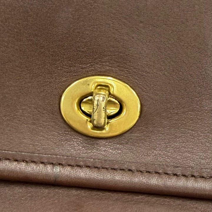 Very Good COACH Shoulder Bag Old Coach Rambler Turnlock Flap Brown Women 9061