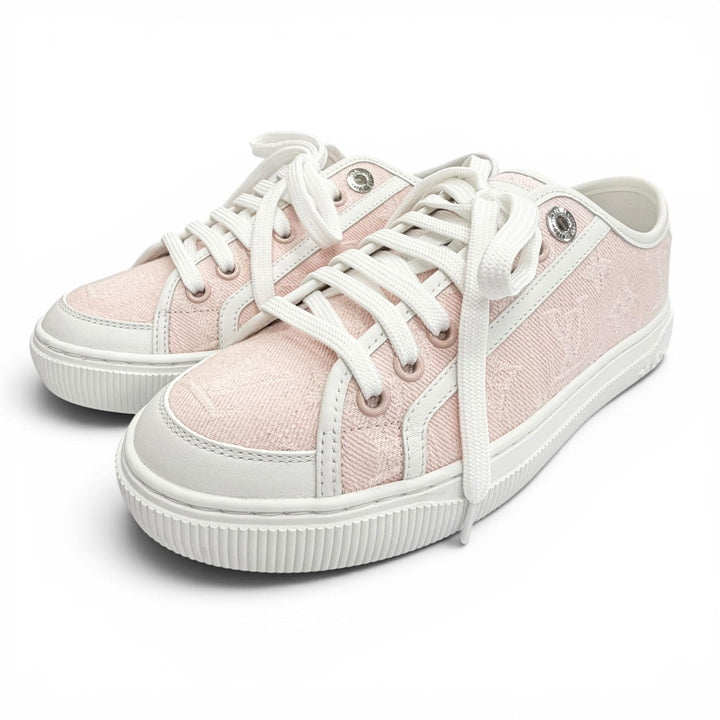 Excellent LOUIS VUITTON Nautical LV Lagoon Sneakers pink Monogramdenim 36 1AGYFO