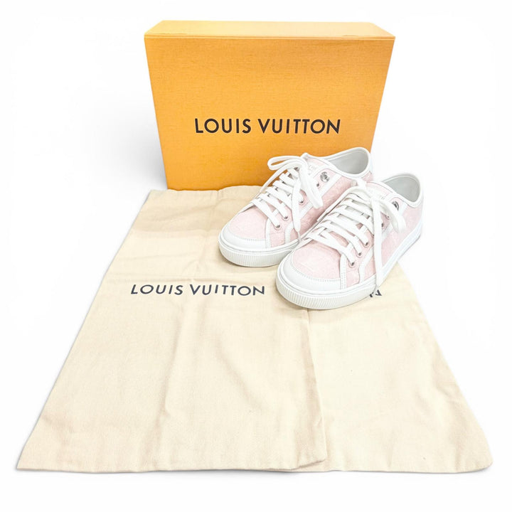 Excellent LOUIS VUITTON Nautical LV Lagoon Sneakers pink Monogramdenim 36 1AGYFO