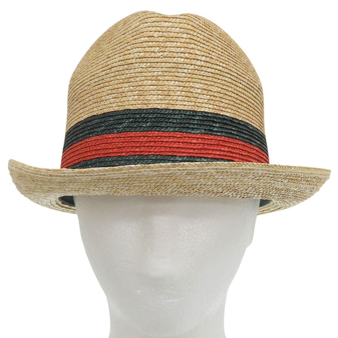 Pristine GUCCI hat Sherry Line Stripe Straw natural straw Women S 434760