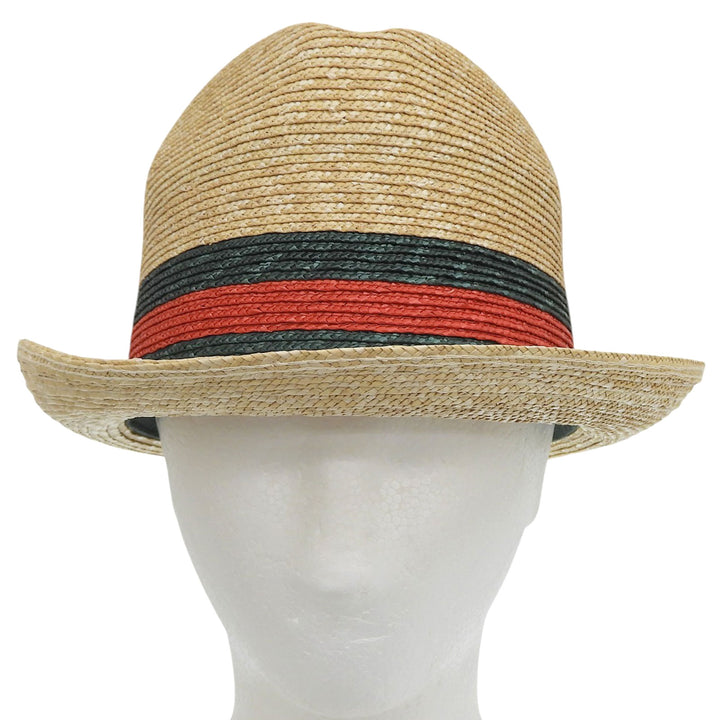 Pristine GUCCI hat Sherry Line Stripe Straw natural straw Women S 434760