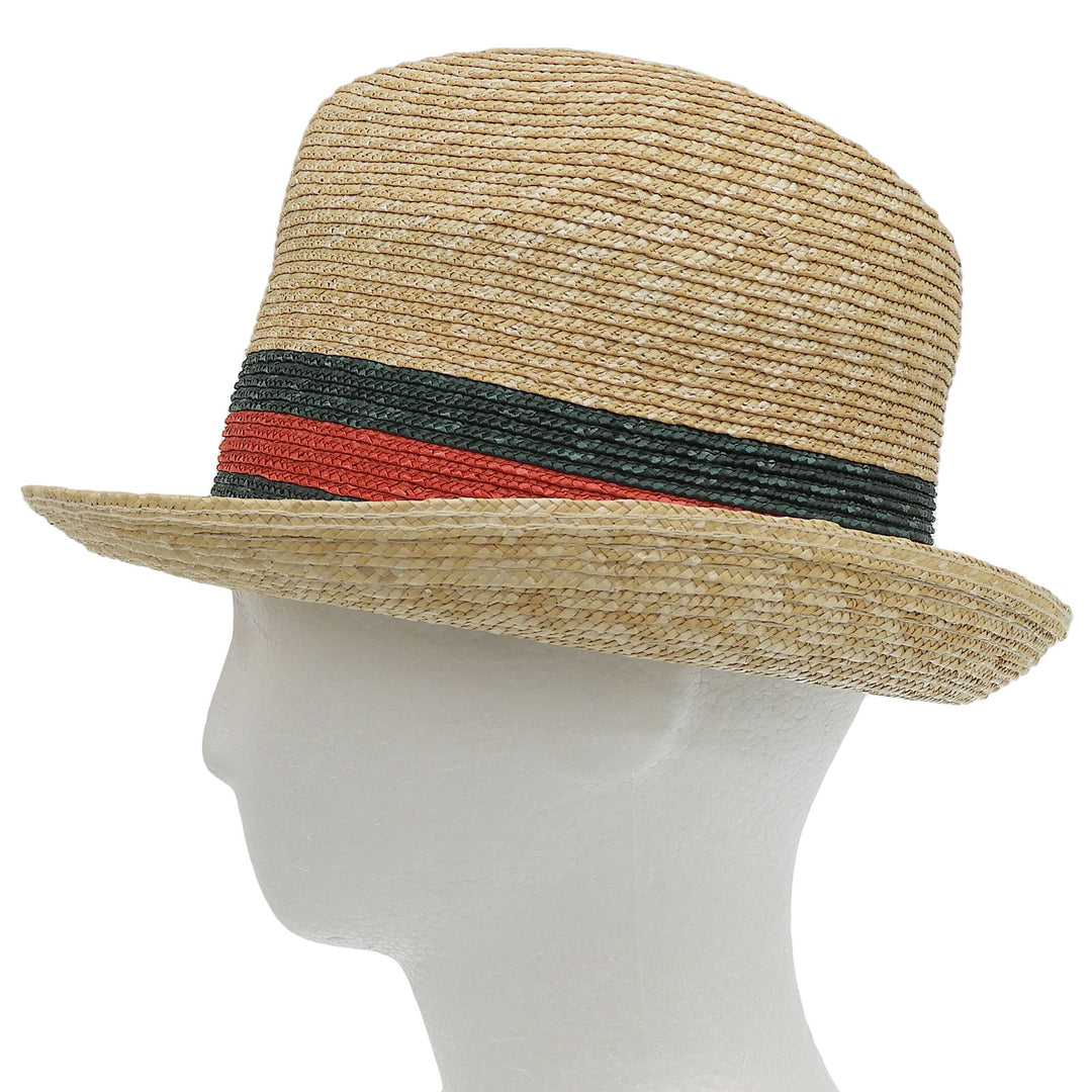 Pristine GUCCI hat Sherry Line Stripe Straw natural straw Women S 434760