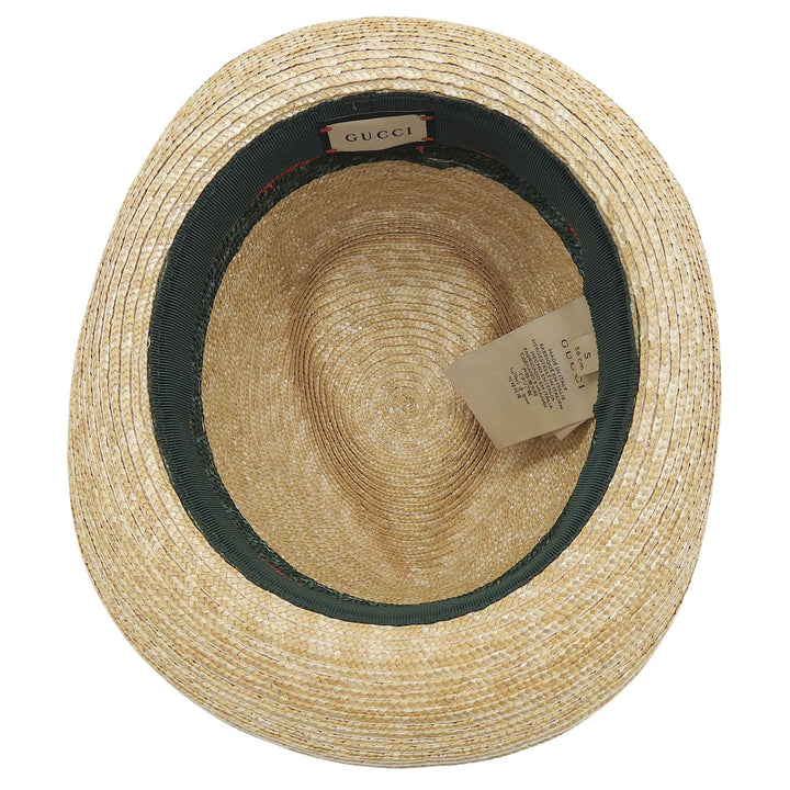Pristine GUCCI hat Sherry Line Stripe Straw natural straw Women S 434760