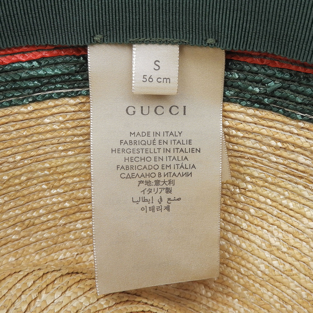 Pristine GUCCI hat Sherry Line Stripe Straw natural straw Women S 434760
