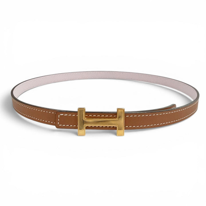 Great HERMES belt Focus 65 H-belt reversible Brown leather Women