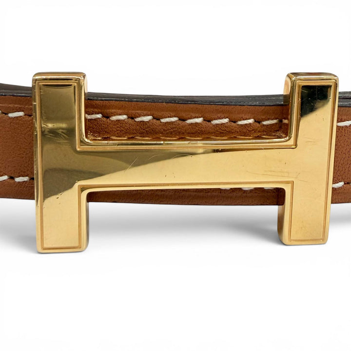 Great HERMES belt Focus 65 H-belt reversible Brown leather Women