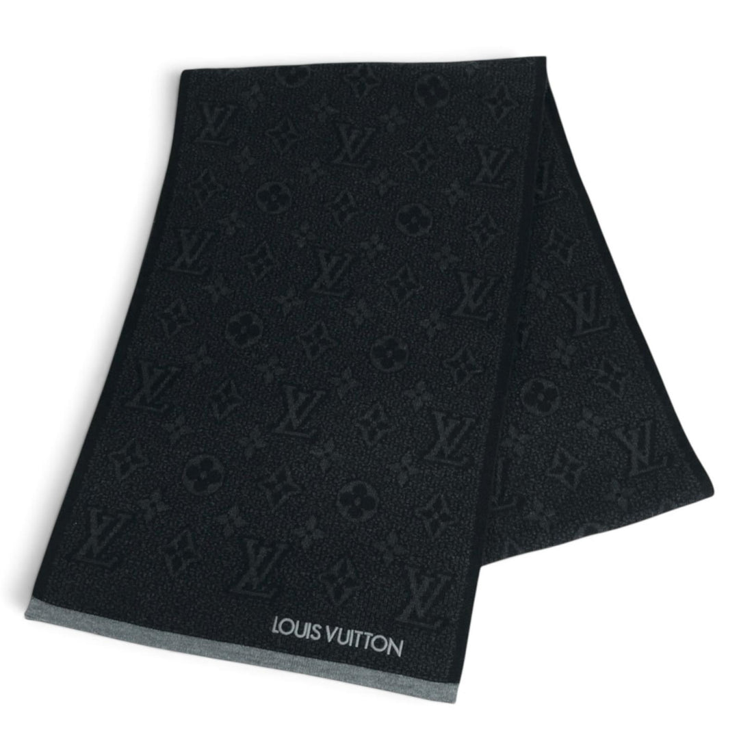 Great LOUIS VUITTON Scarf My Monogram Eclipse Logo acupuncture black wool M73468