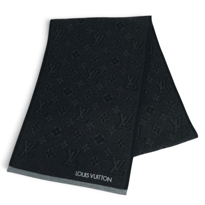 Great LOUIS VUITTON Scarf My Monogram Eclipse Logo acupuncture black wool M73468