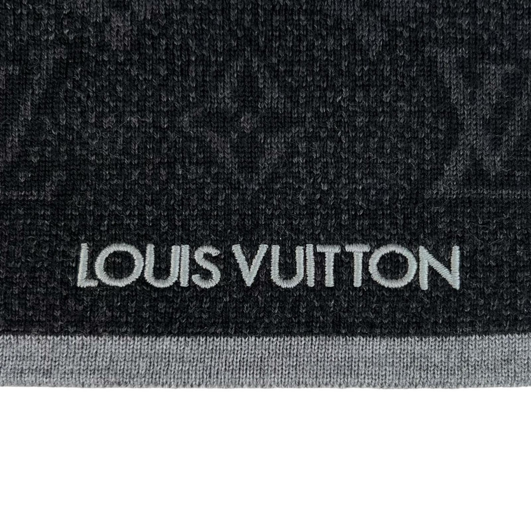 Great LOUIS VUITTON Scarf My Monogram Eclipse Logo acupuncture black wool M73468
