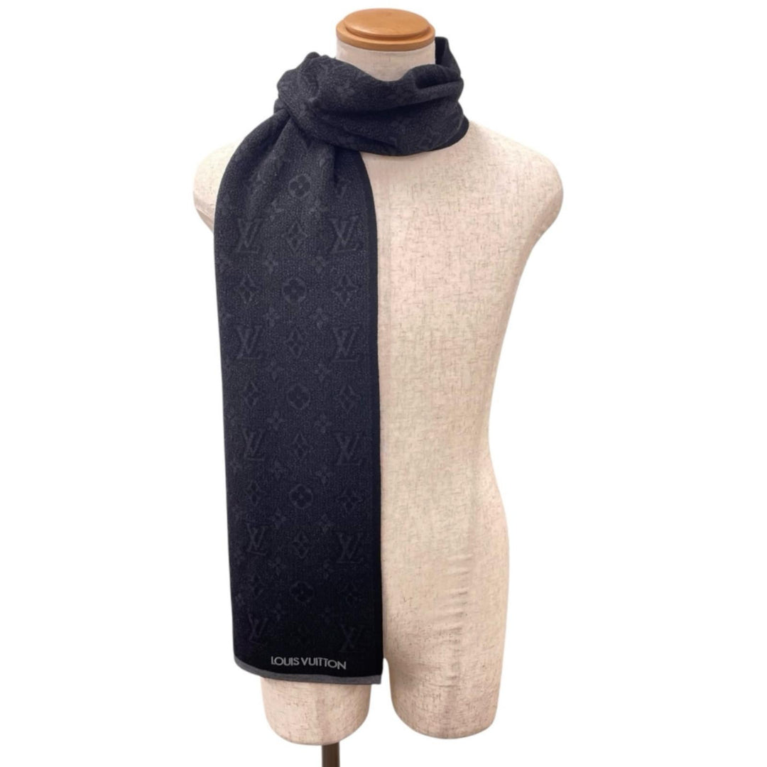 Great LOUIS VUITTON Scarf My Monogram Eclipse Logo acupuncture black wool M73468
