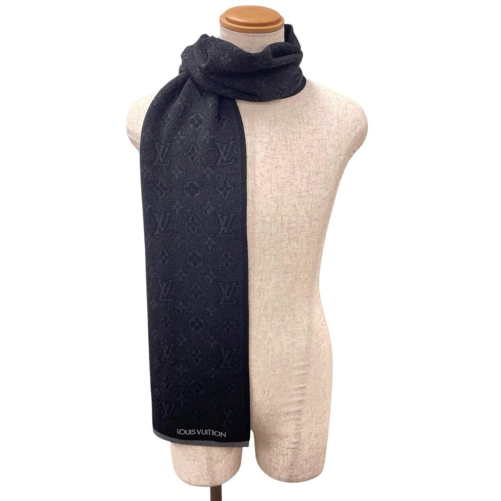 Great LOUIS VUITTON Scarf My Monogram Eclipse Logo acupuncture black wool M73468