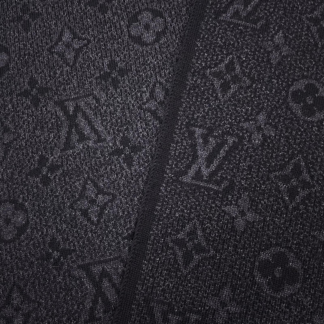 Great LOUIS VUITTON Scarf My Monogram Eclipse Logo acupuncture black wool M73468