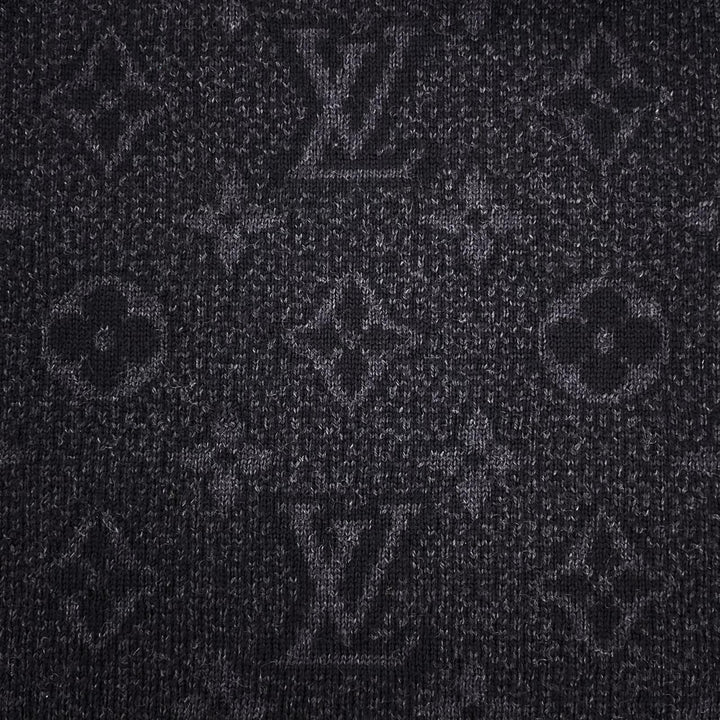 Great LOUIS VUITTON Scarf My Monogram Eclipse Logo acupuncture black wool M73468