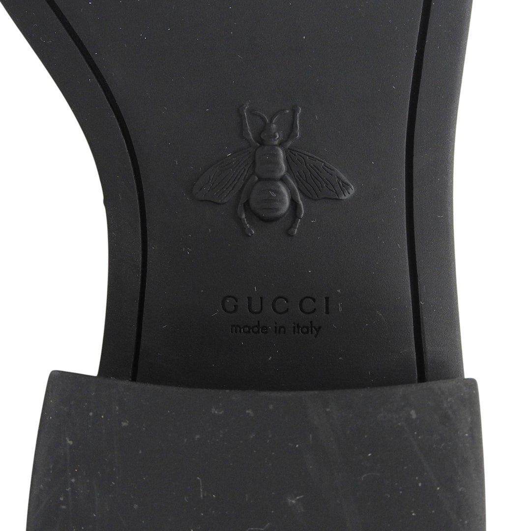 Excellent GUCCI boots Horsebit Gourmet Chain Chelsea black leather 35.5 670393