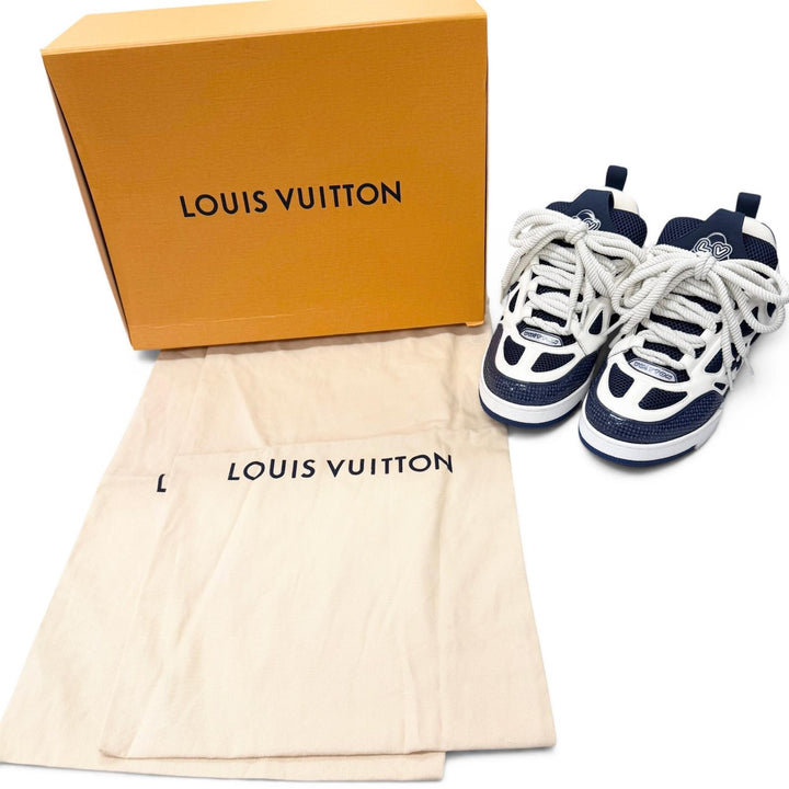 Great LOUIS VUITTON Low cut sneakers LV Skate Line Monogram flower Marine