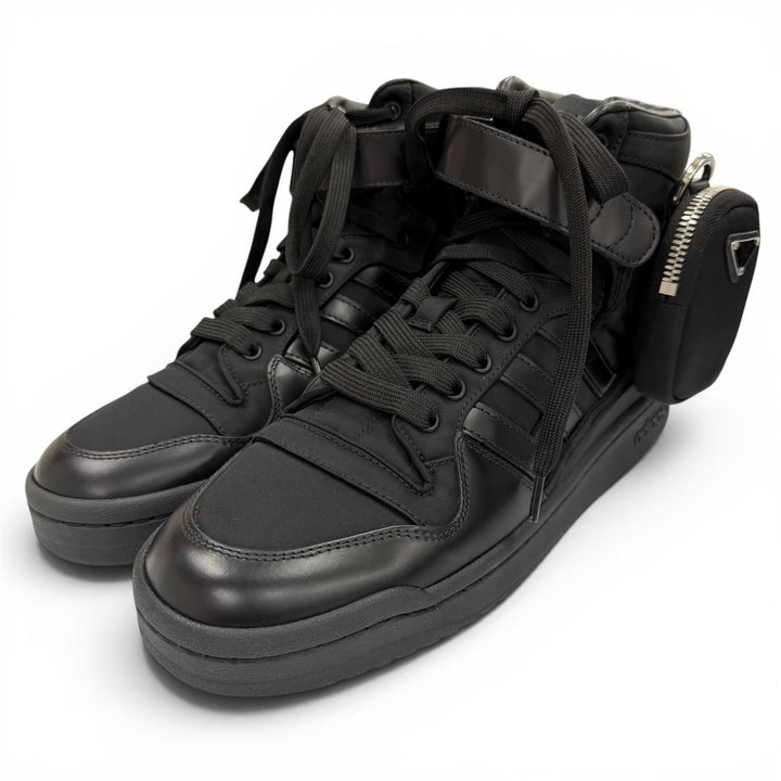 Pristine PRADA adidas High cut sneakers Forum High black Nylon mens 26 GY7040