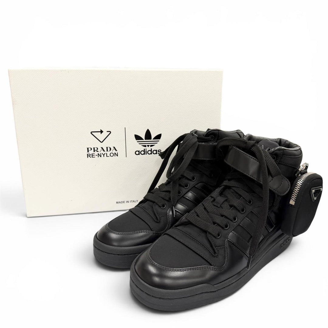 Pristine PRADA adidas High cut sneakers Forum High black Nylon mens 26 GY7040
