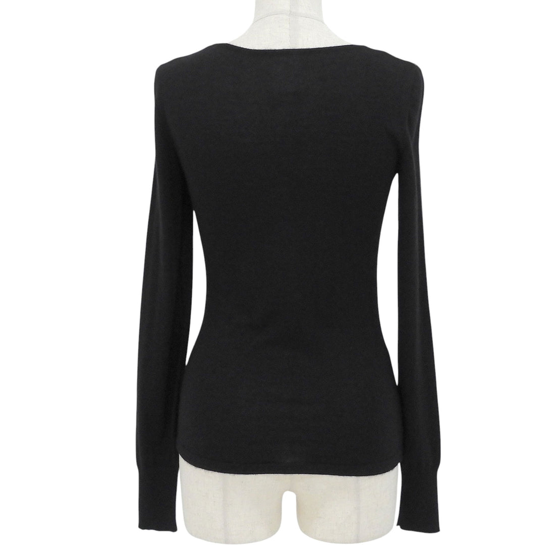 Excellent CHANEL knit COCO Mark embroidered logo sweater black 34 08A P33506