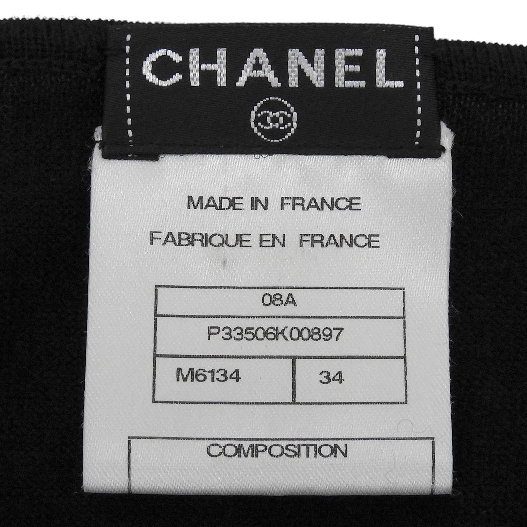 Excellent CHANEL knit COCO Mark embroidered logo sweater black 34 08A P33506