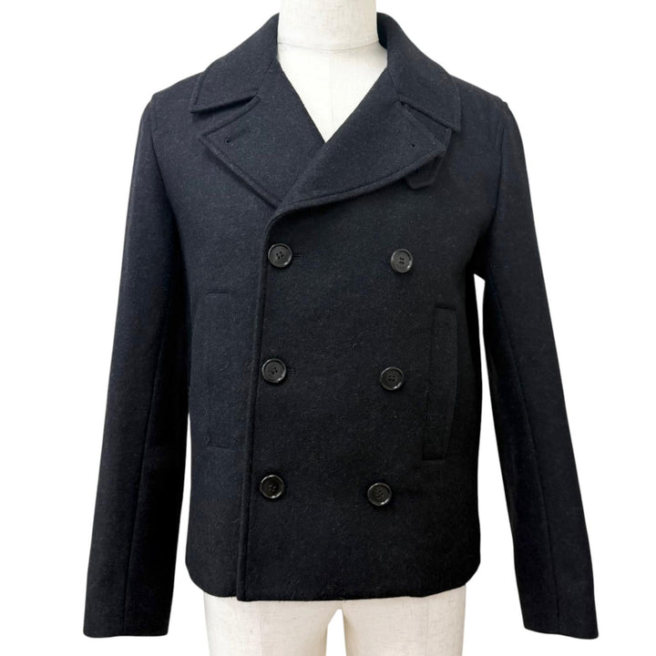 Great Dior HOMME pea coat Logo button double-breasted Charcoal gray