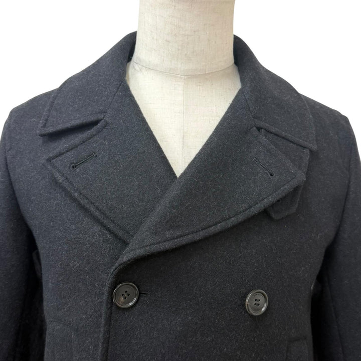 Great Dior HOMME pea coat Logo button double-breasted Charcoal gray