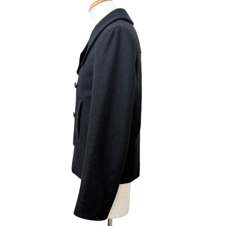 Great Dior HOMME pea coat Logo button double-breasted Charcoal gray