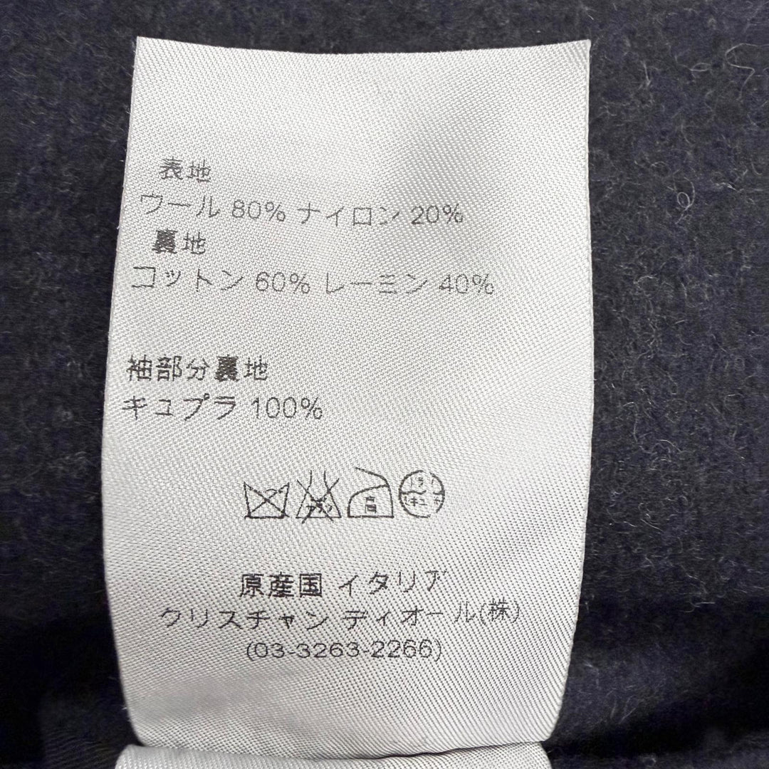 Great Dior HOMME pea coat Logo button double-breasted Charcoal gray