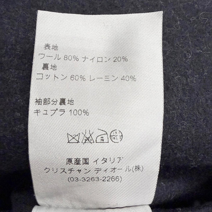 Great Dior HOMME pea coat Logo button double-breasted Charcoal gray