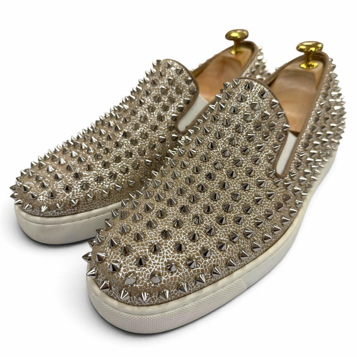 Great Christian Louboutin Slip-on spike stud sneakers Beige mens 42.5