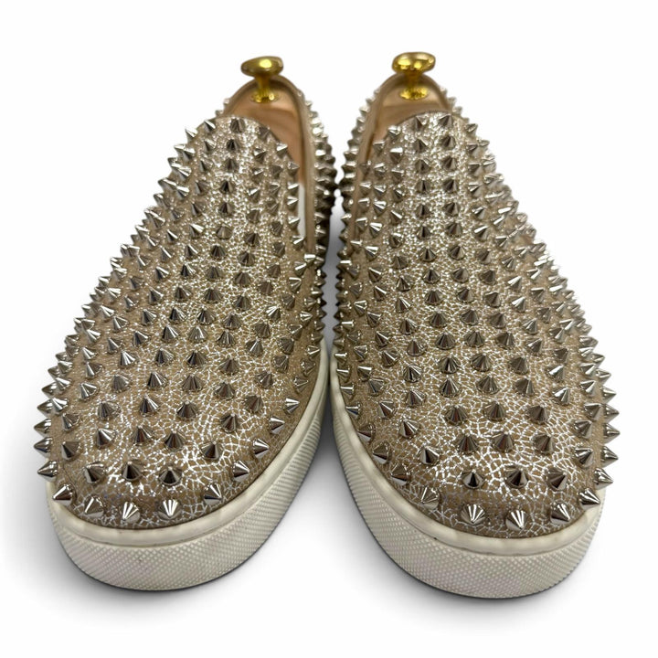 Great Christian Louboutin Slip-on spike stud sneakers Beige mens 42.5
