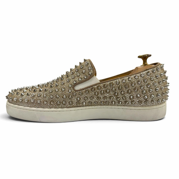 Great Christian Louboutin Slip-on spike stud sneakers Beige mens 42.5