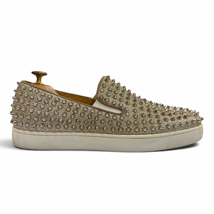 Great Christian Louboutin Slip-on spike stud sneakers Beige mens 42.5