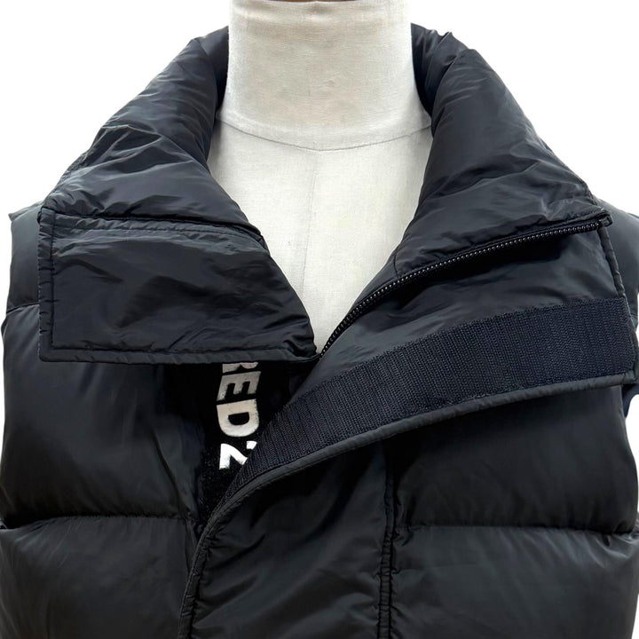 Great DSQUARED2 Down vest double zip up black polyester mens 46 S74FB0289