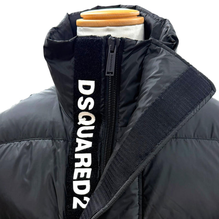 Great DSQUARED2 Down vest double zip up black polyester mens 46 S74FB0289