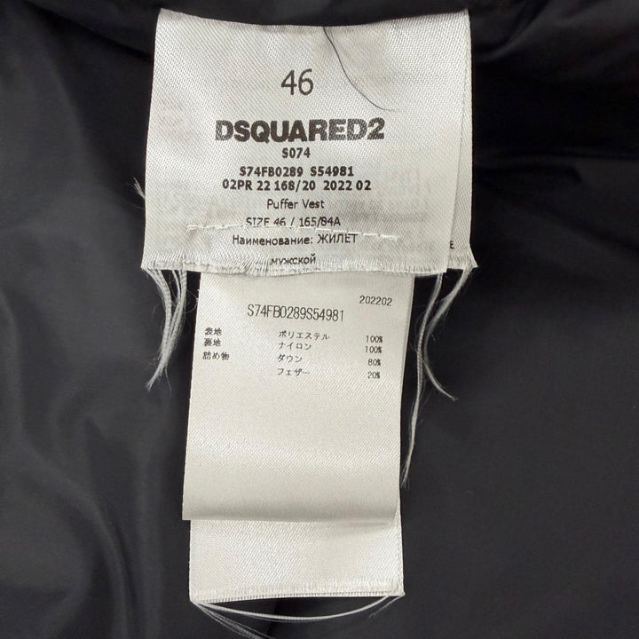Great DSQUARED2 Down vest double zip up black polyester mens 46 S74FB0289