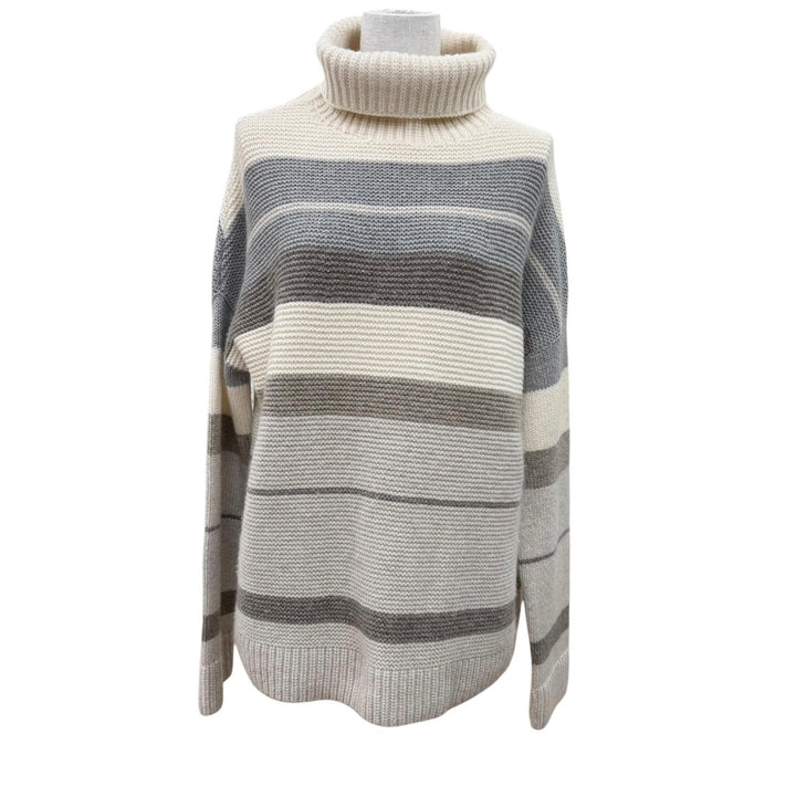 Excellent Loro Piana knit Striped Pattern Long-Sleeve Turtleneck cashmere 42