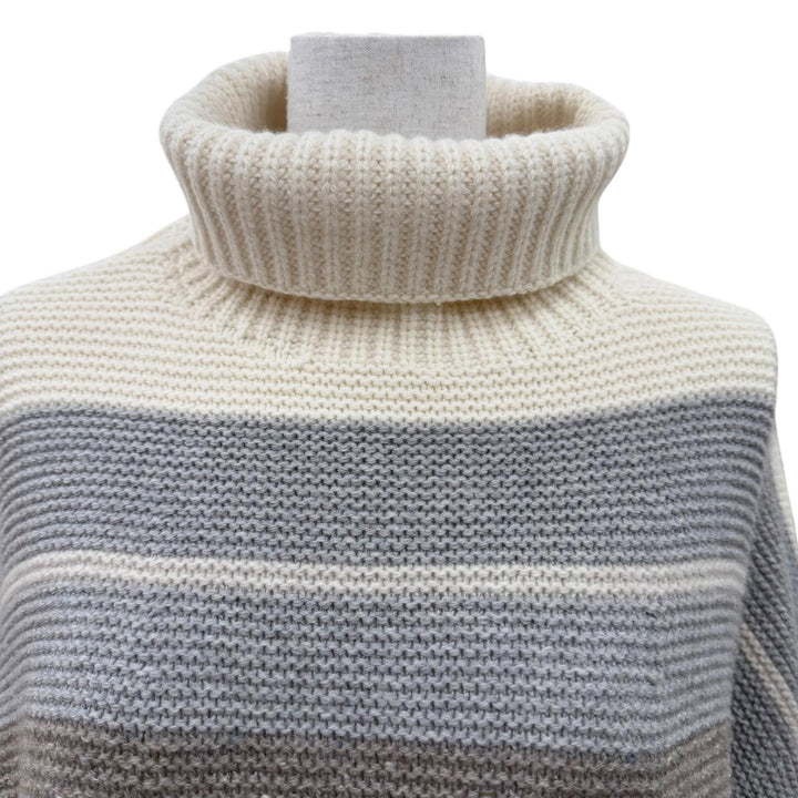 Excellent Loro Piana knit Striped Pattern Long-Sleeve Turtleneck cashmere 42