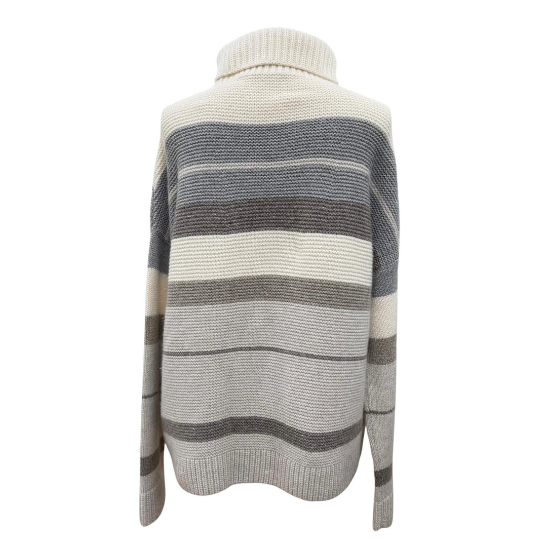 Excellent Loro Piana knit Striped Pattern Long-Sleeve Turtleneck cashmere 42