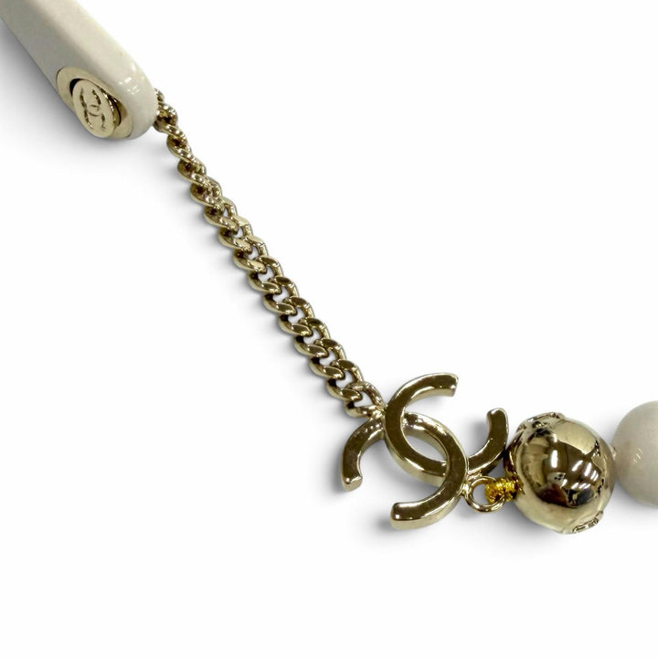 Excellent CHANEL sunglasses COCO Mark Ball Chain included light beige 5487-A