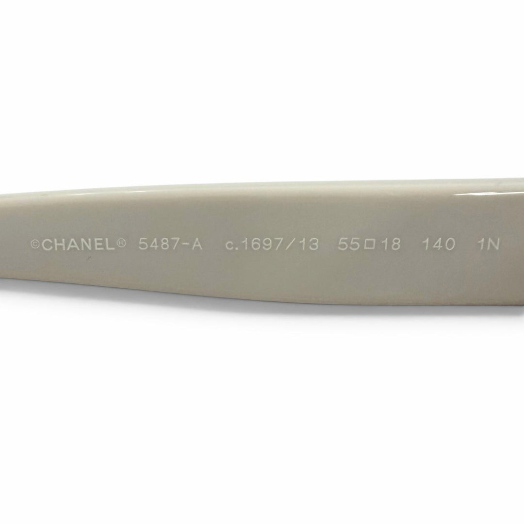 Excellent CHANEL sunglasses COCO Mark Ball Chain included light beige 5487-A