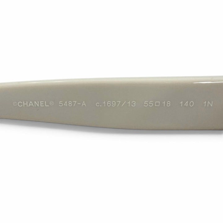 Excellent CHANEL sunglasses COCO Mark Ball Chain included light beige 5487-A