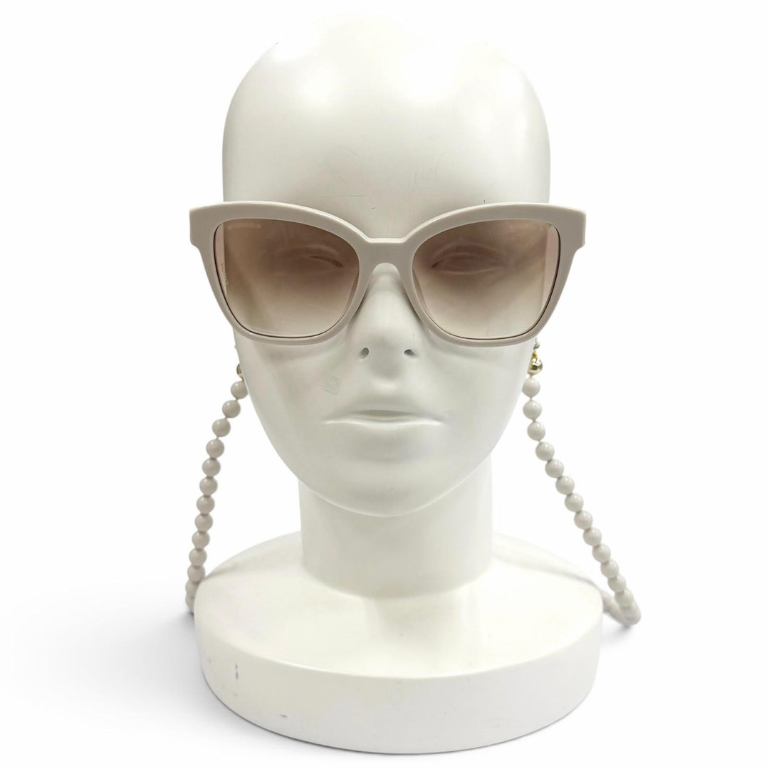 Excellent CHANEL sunglasses COCO Mark Ball Chain included light beige 5487-A