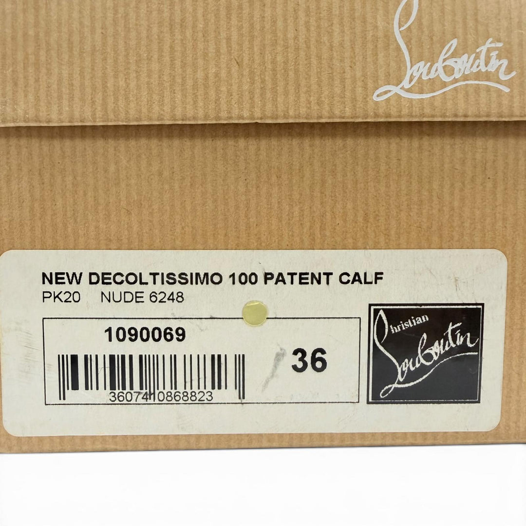 Pristine Christian Louboutin pumps NEW DECOLTISSIMO 100 nude Patent leather 36