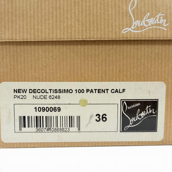 Pristine Christian Louboutin pumps NEW DECOLTISSIMO 100 nude Patent leather 36