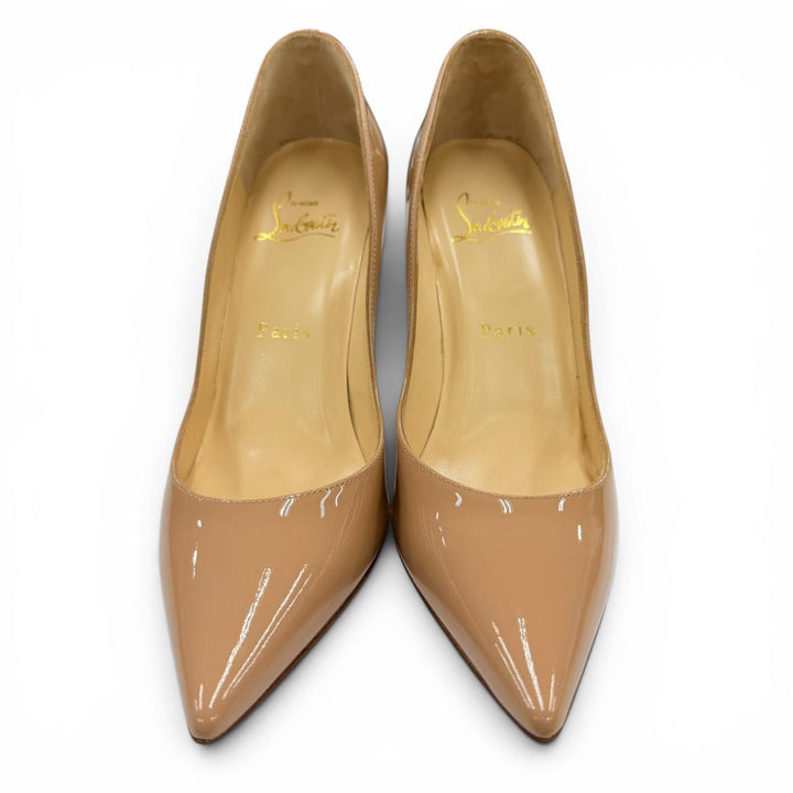 Pristine Christian Louboutin pumps NEW DECOLTISSIMO 100 nude Patent leather 36
