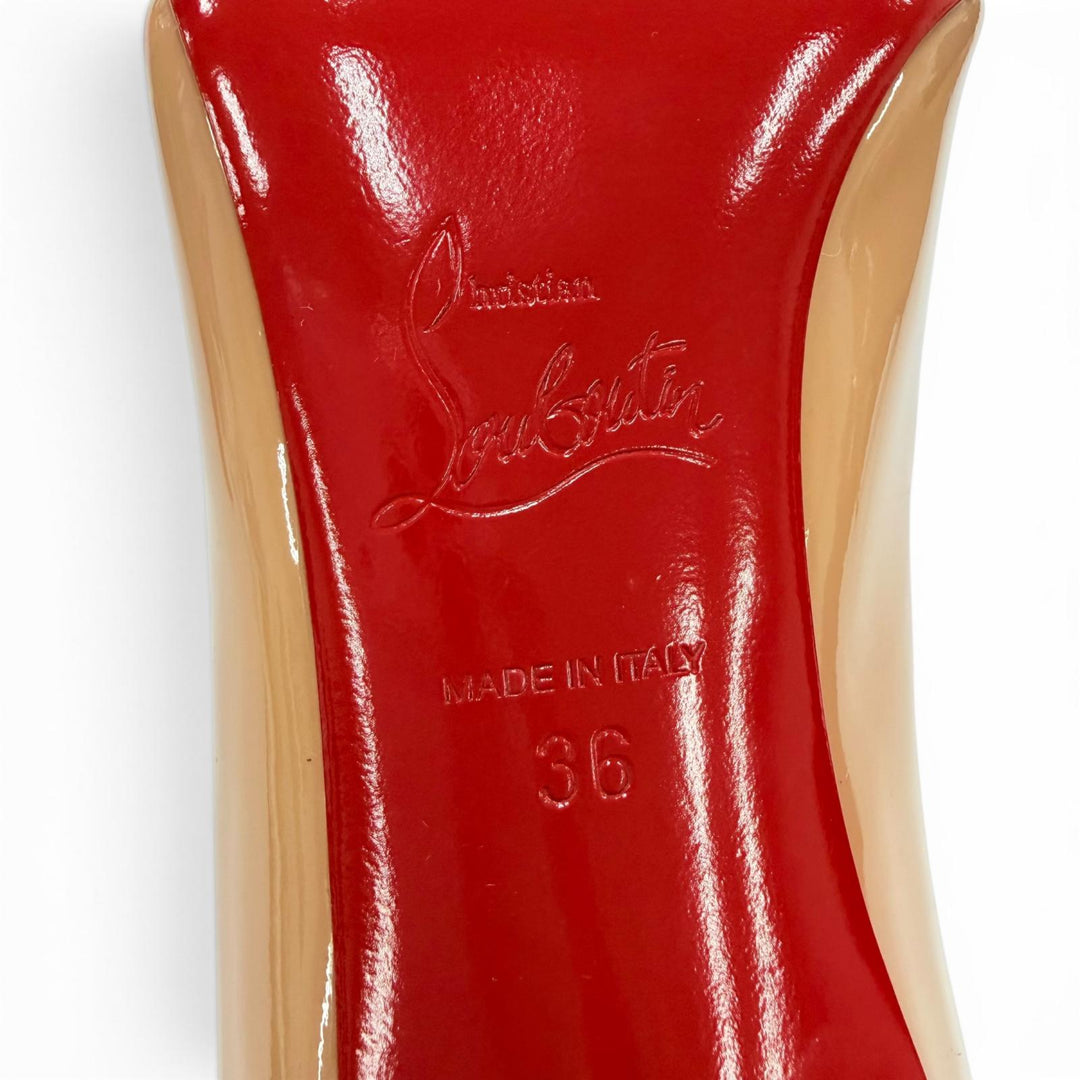 Pristine Christian Louboutin pumps NEW DECOLTISSIMO 100 nude Patent leather 36