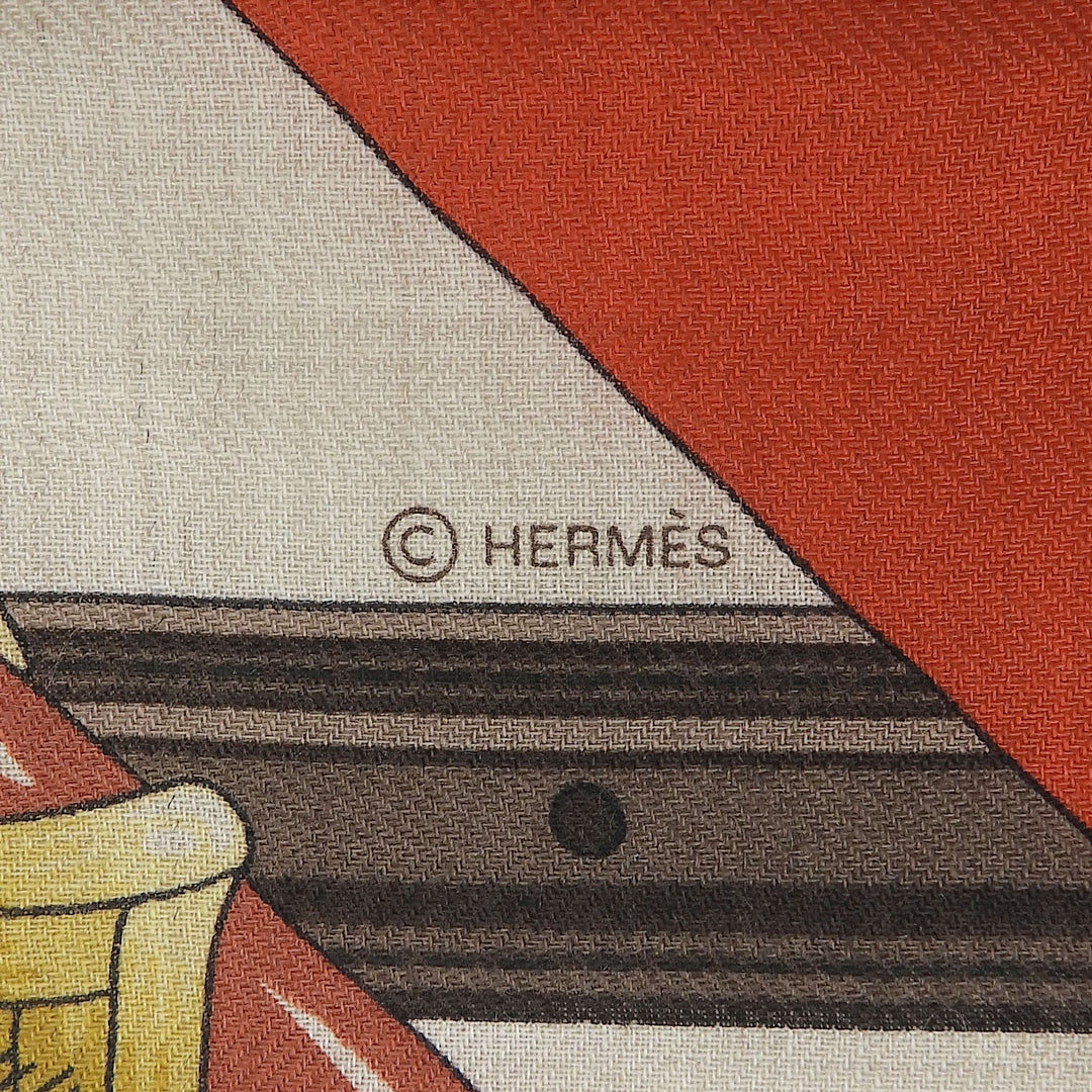 Pristine HERMES scarf Triangle Click Crack Multi cashmere Women 361662S