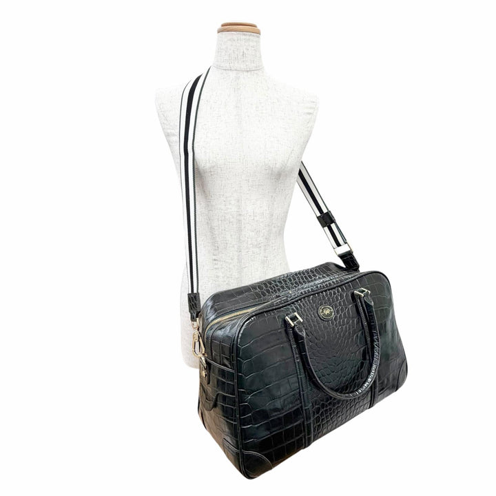 Excellent Anya Hindmarch Crocodile Embossed 2-Way Leather Boston Bag 2111045