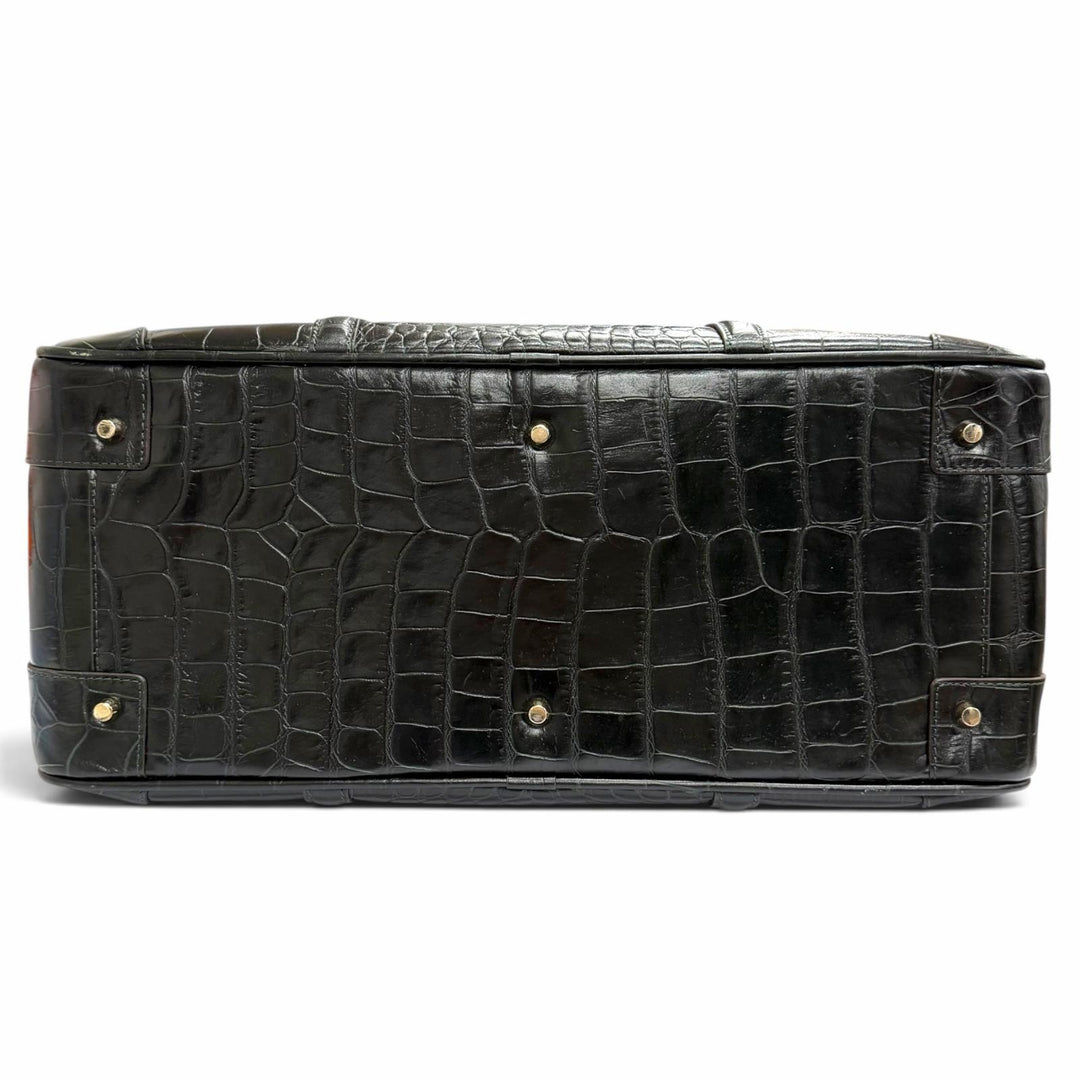 Excellent Anya Hindmarch Crocodile Embossed 2-Way Leather Boston Bag 2111045